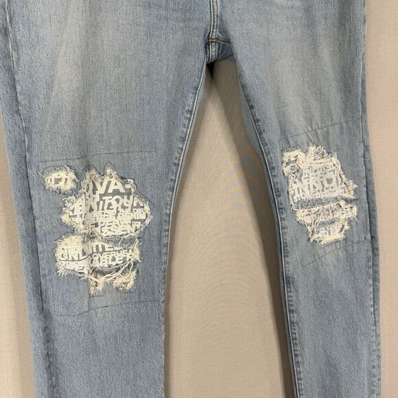 Levi's Mens Jeans 44 Blue Lo-Ball Stack Slim Tapered Streetwear Distressed Knee - Picture 2 of 15